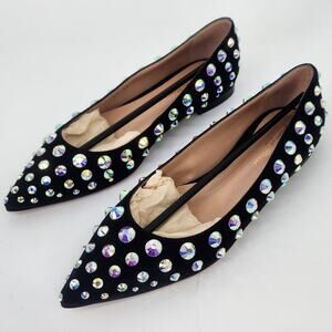 Gianvito Rossi Spectra Pump 05 Black Crystal-Studded Flats Women’s Size 37